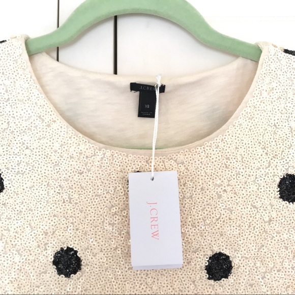 J CREW Polka Dot Sequin Short Sleeve Top XS New - Picture 6 of 8